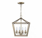 Weyburn 4-Light Brushed Brass Caged Farmhouse Chandelier Lantern Kitchen Light