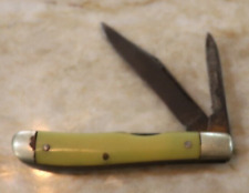 Vintage Pocket Knife 2 Blade Small Yellow No Markings