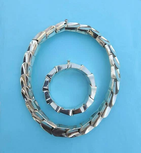 Ladies Scale Style Necklace/Bracelet Set ~ Large & Bold ~ 925 Sterling Silver - Picture 1 of 7