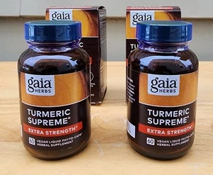 Gaia Herbs Turmeric Supreme Extra Strength 2 Bottles 60 Ct. Each Vegan 08/26 - Picture 1 of 2