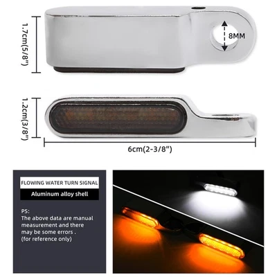 Pair LED Handlebar Turn Signal Flowing Marker Lights For Harley FXDB FXBB Fatboy — 第 1/4 张图片