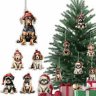#F 6 Pcs Acrylic Key Chain Animal Pendant for Car Wallet Charms (Christmas Dog)