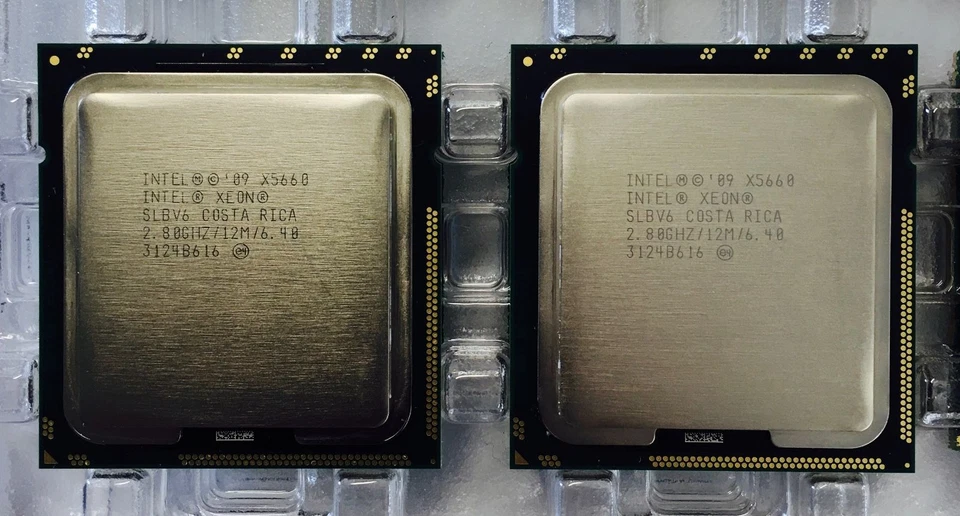 Matched Pair Intel Xeon X5660 2.8GHz 12M 6 Core 1333MHz SLBV6 CPU Processor - Image 1 of 3