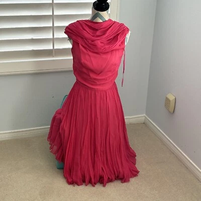 Vestido Vintage Seda/Chifón Rosa Estilo Marilyn Monroe Vestido Estilo Estilo S Foto 1 de 4