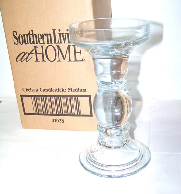 Candelabro Chelsea Southern Living at Home vidrio transparente 8" pilar cónico - nuevo en caja Foto 1 de 4