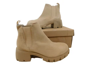 Steve Madden Howler Chunky Heel Chelsea Boots sz 9.5 M Sand Suede - Picture 1 of 6