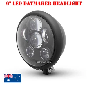 Black 6" LED daymaker headlight Harley cafe racer chopper custom retro project - Picture 1 of 6