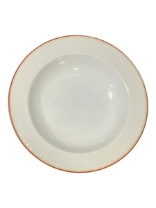 Dansk Tapestries Damask White Red Rim Soup Bowl 9-1/4” Excellent Used Condition - Picture 1 of 3
