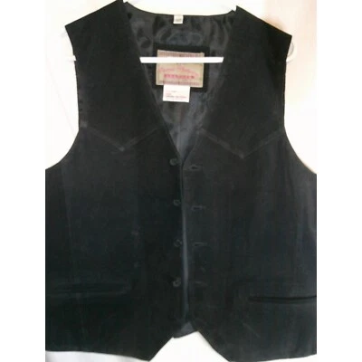 Vintage Permit Platinum Leather Vest Western Suede Black Menswear Size L - Image 1 of 3