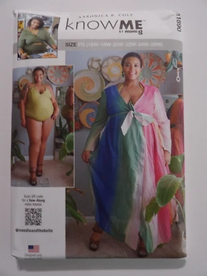 Know Me R11890 One-Piece Swimsuit & Wrap Caftan Cover Up PLUS 16W-26W UC ME2037 - Image 1 of 2