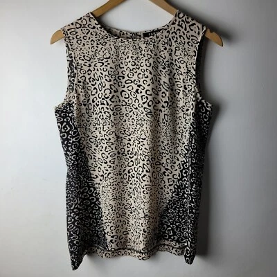 Farhi Women Size 10 Black Ivory Leopard Print Blouse Top Career Smart Summer - Image 1 of 4