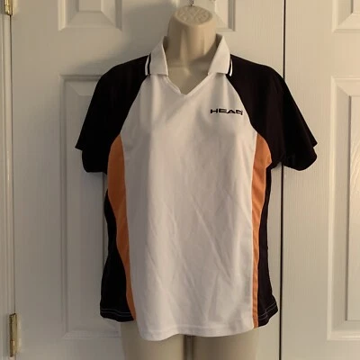 Camisa HEAD Penn Raquetball Blanca Negra Naranja Para Mujer M Logo Bordado Foto 1 de 4