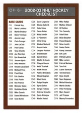 Checklist # 1 (Hockey Card) 2002-03 O-Pee-Chee # 1 of 3 MT