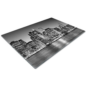Glass Chopping Cutting Board Work Top Saver Large New York City Black White