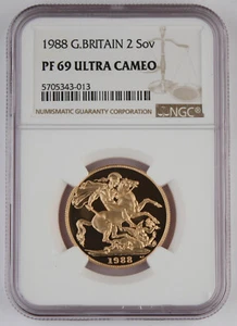 Great Britain UK 1988 2 Pound/Sovereign 0.47 Oz AGW Gold Proof Coin NGC PF69 UC - Picture 1 of 4