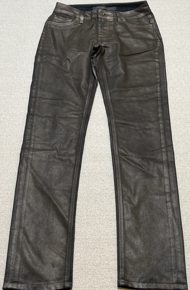 Christopher Blue Designer Jeans Women Size 6 Black Gold Painted Fashion Jeans - Image 1 of 4