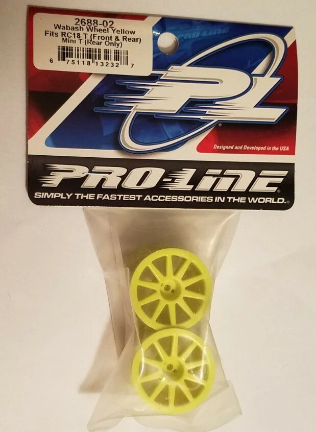 Pro-line Wabash Yellow Wheel Team Associated Rc18t Team Losi MIni-t 1.0 Rear - Image 1 of 1