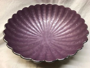 JULIA KNIGHT PEONY AMETHYST 14 3/4" ROUND SERVING BOWL PURPLE SAND CAST ALUMINUM - Picture 1 of 6