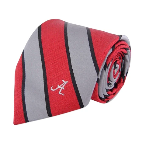 Alabama Crimson Tide Silk Tie -NCAA Licensed- Classic Repp Stripe University UA Cover