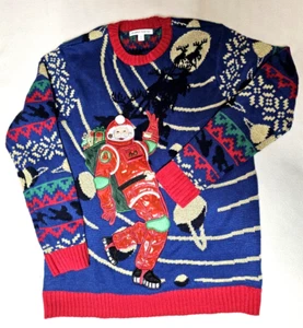 Ugly Christmas Sweater Astronaut Santa Space Moon Walk 3D Bells Herren Medium - Bild 1 von 6