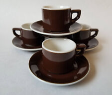 ACF Espresso Demitasse Cups & Saucers Brown Porcelain Set Of 5