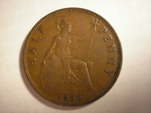 UK, 1930 Half Penny, Great Britain, King George V, KM# 837 - Picture 1 of 8