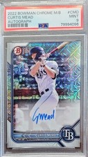 Curtis Mead Tampa Bay Rays 2022 Bowman Chrome Signed Mojo Rookie Card PSA Mint 9