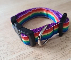 Nylon Regenbogen Hundehalsband - Größe XS verstellbar (7in-11in) - Bild 1 von 5