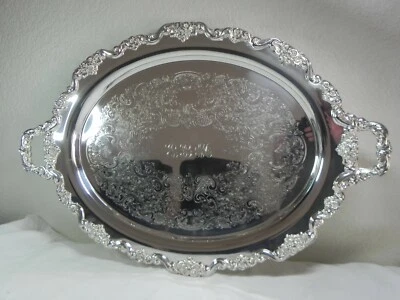 Vintage Towle Grand Duchess Silverplate 30-3/8'' Footed Waiter Tray Foto 1 de 4