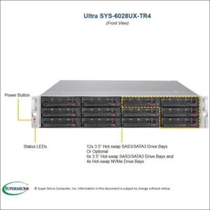 2 HE 12 Bay SuperMicro RAID Server SYS-6028UX-TR4 2x Xeon 12 Kerne 256G RAM 6x PCI - Bild 1 von 10