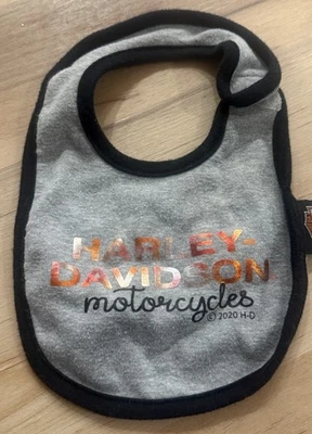 Babero de bebé Harley Davidson Motorcycles talla 3M/6M gris/negro Foto 1 de 3