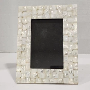 Mother of Pearl Mosaic Picture Frame 5x7 White Shell Inlay Coastal Decor - Picture 1 of 7
