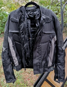 Xelement Motorcycle Jacket Leather Nylon Mens XL Padded Waterproof Zip Out Liner - Picture 1 of 12
