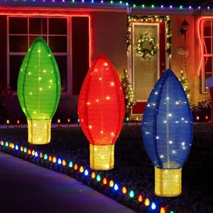 3 Pack Large Lighted Outdoor Christmas Decoration 2.4 ft Pop up Collapsible X... - Bild 1 von 6