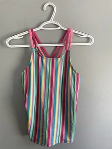 Lands’ End Girls Swim Tankini Top Striped Swimsuit Tank Top Only Size 16 EUC - Picture 1 of 4