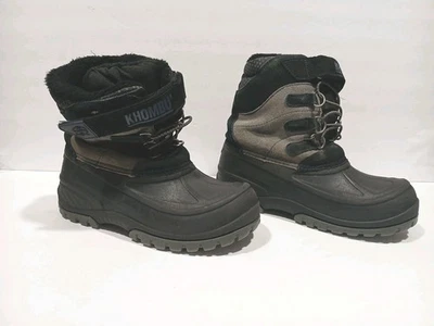 Khombu Snow Tracker Boots kids Youth Size 3 Black & Gray Blue Accents Boy Girl - Image 1 of 4