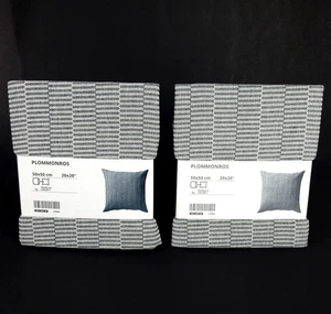 NEU (Menge 2) IKEA PLOMMONROS Kissenbezüge dunkelblau/weiß 20x20" 405.069.55 - Bild 1 von 5