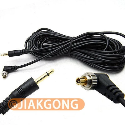 DSLRKIT 5M 16ft 3.5mm  (1/8") to Male PC Sync FLASH Cable w/ Screw Lock - Image 1 of 3