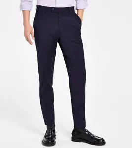 CALVIN KLEIN Suit Pants Skinny Fit Infinite Stretch 28" W x 29" L Navy 95% Wool - Picture 1 of 13