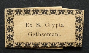 GETHSEMANE Antique CATHOLIC RELIC Folded Paper w/ EARTH FROM VIRGIN MARY'S TOMB - Picture 1 of 2
