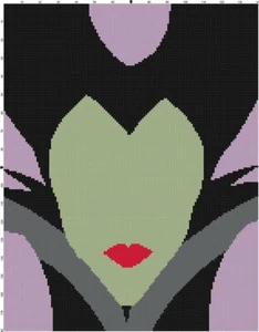 Handmade Maleficent Silhouette Cartoon Cross-Stitch Pattern Chart - Picture 1 of 1