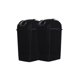 Superio 1.25 Gal Mini Plastic Trash Can with Swing Top Lid – Black 2 Pack - Picture 1 of 10