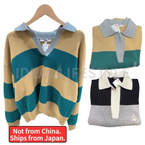 Suéter Polo UNIQLO Algodón Suave Relajado S-3XL Algodón Rayas Mujeres 476973 Nuevo con Etiquetas - Imagen 1 de 13