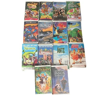 Lot 14 Dream Works Warner Bros VHS Kids Scooby Doo Shrek El Dorado Free Willy 2 - Image 1 of 4