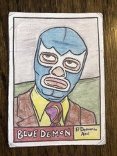 Gummy Arts Trading Card by M. Noren, 2020 Blue Demon Lucha 1961 Topps Style