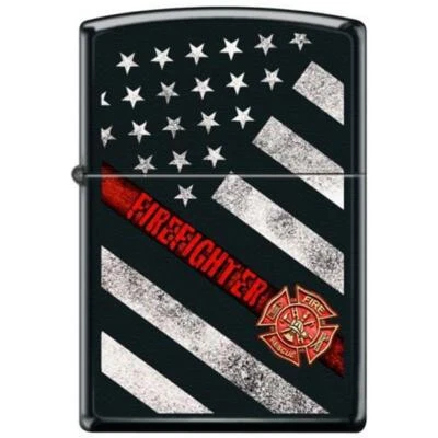 Encendedor Zippo - Fina Línea Roja Bandera Negro Mate - 854835 Foto 1 de 4