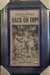 Kansas Jayhawks 2022 National Champions Team Signed Framed Newspaper JSA Cert - Picture 1 of 1