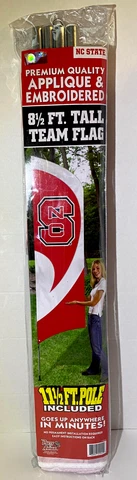 NC STATE WOLFPACK 8.5 FOOT TALL TEAM FLAG 11.5' POLE NORTH CAROLINA ST BANNER Cover