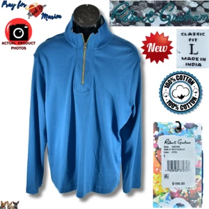 Robert Graham L Steel Blue Curson Classic-Fit 1/4-Zip Neck Sweater RFF216004CF - Picture 1 of 11
