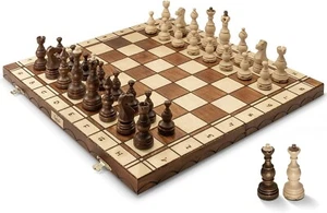 Juego de ajedrez de madera plegable de lujo legado para adultos y niños - hecho a mano 18" - Imagen 1 de 8